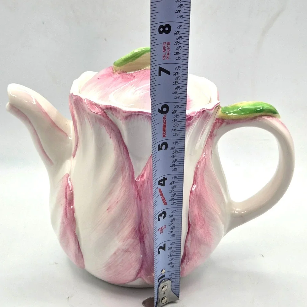 VINTAGE 1992 Pink Tulip Teapot The Bombay Company Spring‎ Blossoms COTTAGE Y2K